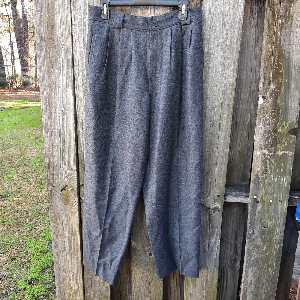 Giorgio Sant Angelo Gray Dress Pants Slacks Sz 14 Wool Pleated Pockets
